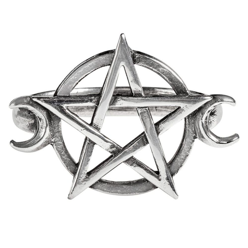 Alchemy Gothic Wiccan Pentagram Goddess Ring 6-9.5 NWT